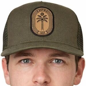 Katin USA Trucker Hat Mens Olive‎ Green Palm Tree Patch Snapback Surf Mesh Cap